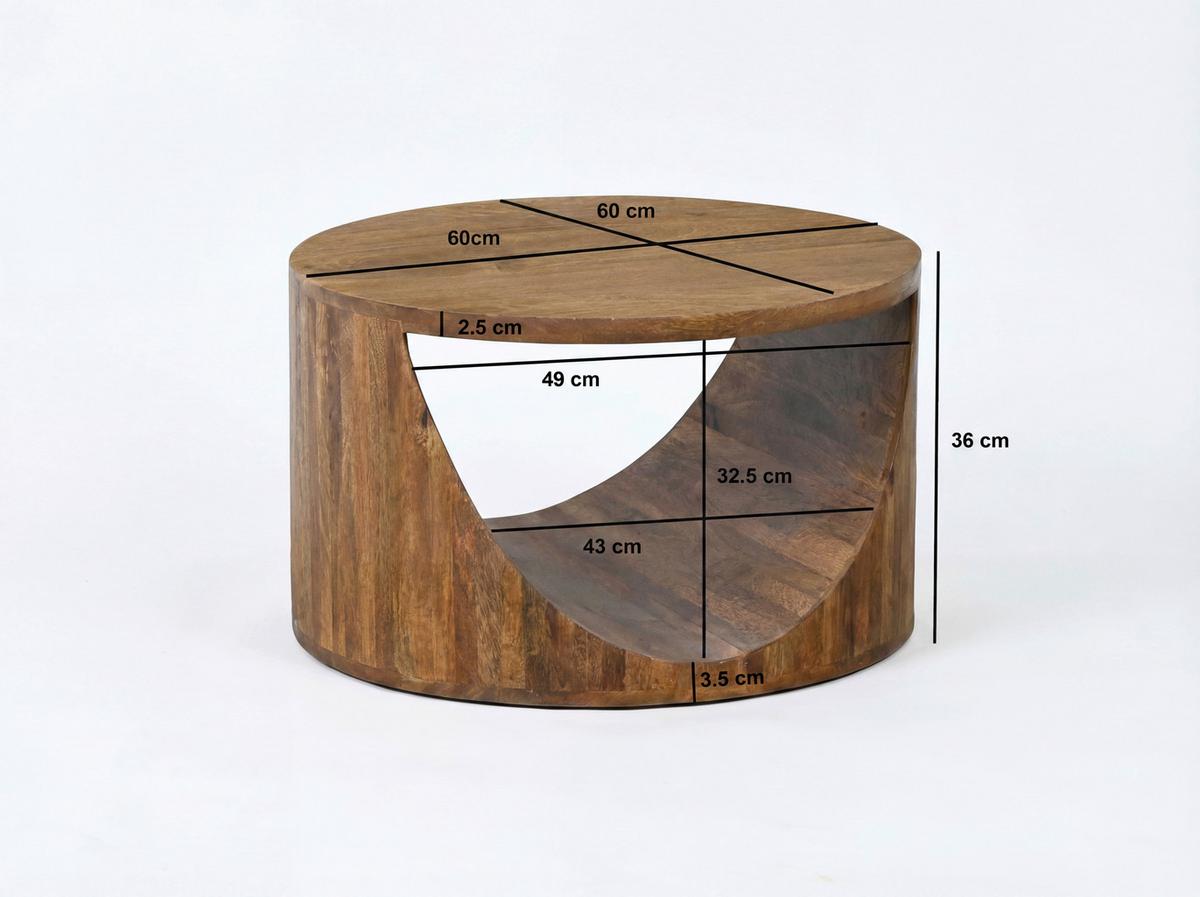 Couchtisch Echtholz ca. 60x60x36 cm - Braun, Design, Holz (60/60/36cm) - Livetastic
