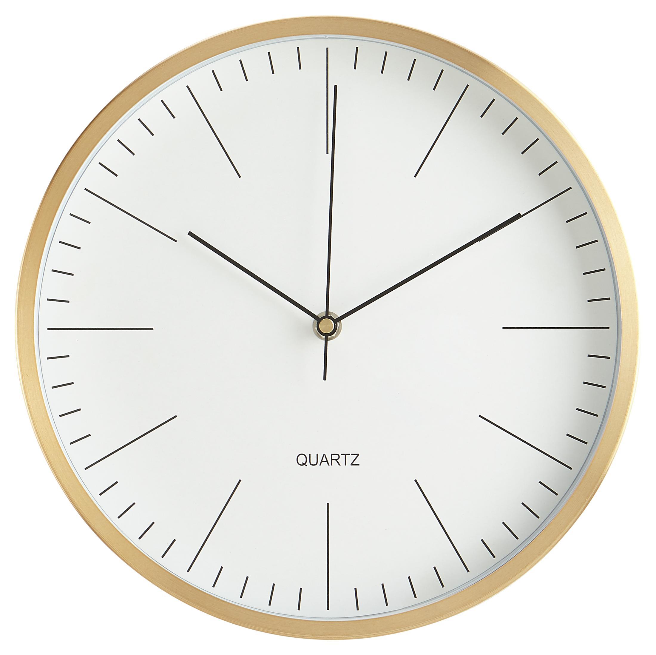 Uhr Rena in Gold/ Weiss ca.Ø29,6cm - Goldfarben/Weiß, MODERN, Glas/Metall (29,6cm) - Bessagi Home