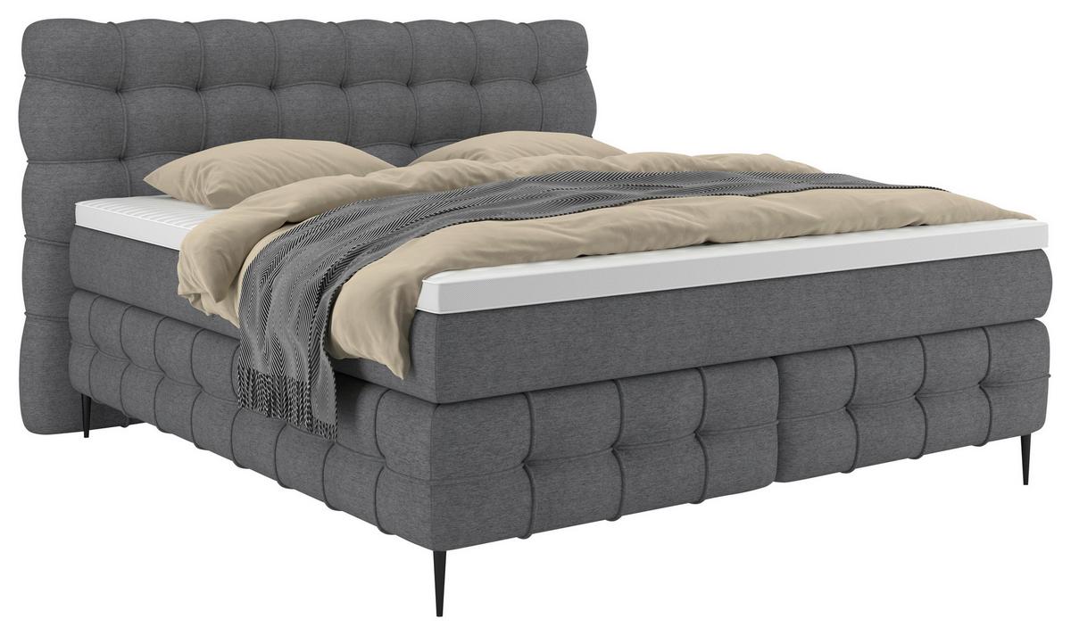 Boxspring Krevet Scarlett - siva/crna, Konvencionalno, drvni materijal/drvo (160/200cm) - Premium Living