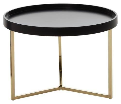 Couchtisch "Eva" Ø ca. 58,5 cm, schwarz - Goldfarben/Schwarz, Design, Holz/Holzwerkstoff (58,5/58,5/42cm) - MID.YOU
