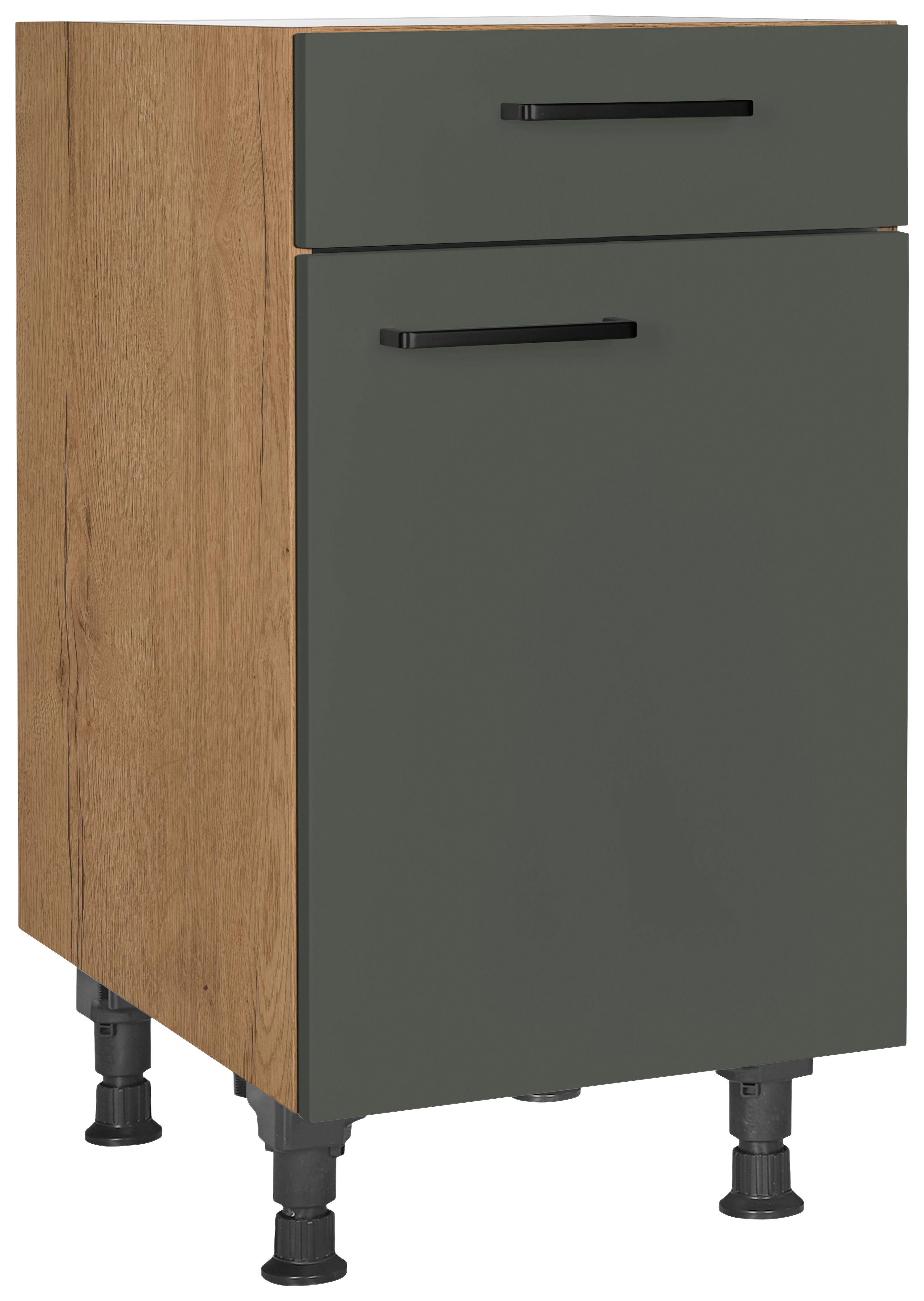 Schubkastenunterschrank Easytouch Grün - Eichefarben/Schwarz, MODERN, Holzwerkstoff/Metall (45/87/56cm) - Nobilia