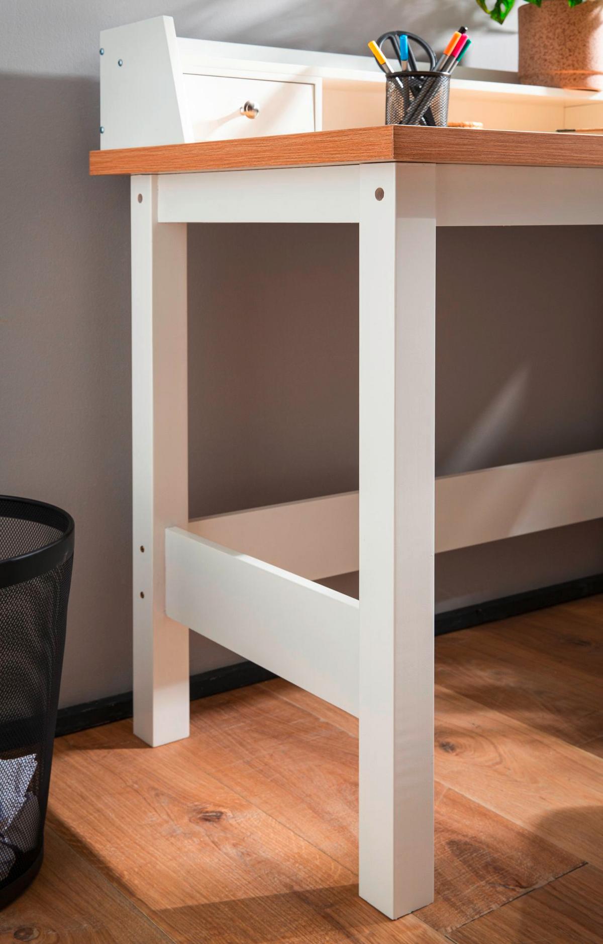 Pisalna Miza Sonoma, Bela - srebrne barve/bela, Design, kovina/leseni material (106/53/90cm) - Livetastic