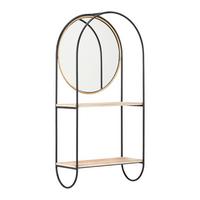 Wandgeral Lelia Natur/Schwarz Echtholz mit Spiegel - Goldfarben/Schwarz, MODERN, Glas/Holz (37/75/17cm) - Bessagi Home