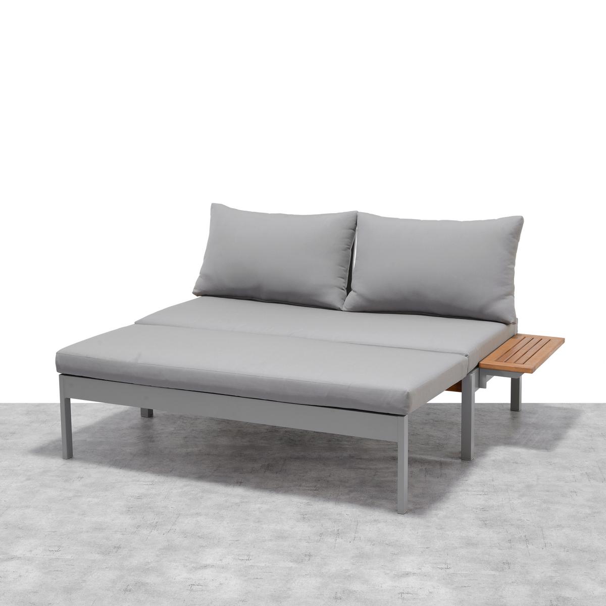 Loungesofa Emil 1 Hellgrau Echtholz - Hellgrau, MODERN, Holz/Metall (132/70,7/128cm)