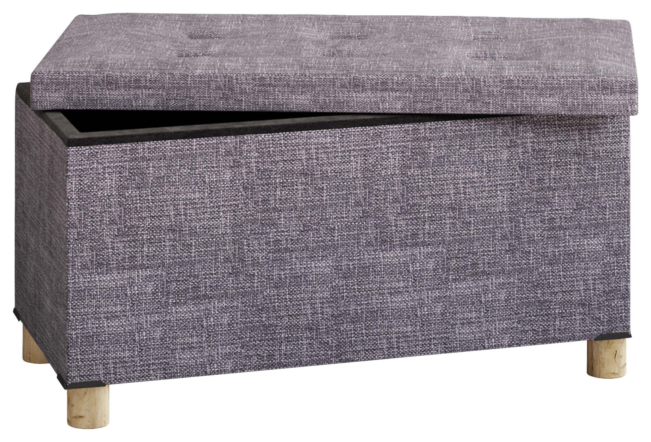 Truhenbank Sizos L Hellgrau, mit Stauraum - Hellgrau/Braun, MODERN, Holzwerkstoff/Textil (76/40/38cm) - MID.YOU