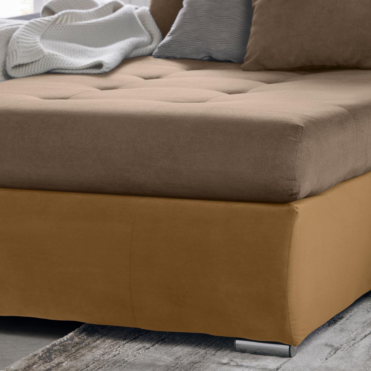 Wohnlandschaft Enrico Beige - Chromfarben/Beige, KONVENTIONELL, Kunststoff/Textil (303/88/185cm) - Mömax