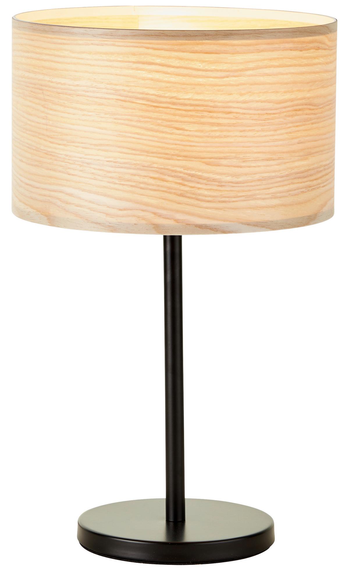 Tischleuchte Romm in Schwarz max. 52 Watt - Hellbraun/Schwarz, Basics, Holz/Metall (25/42cm) - Brilliant