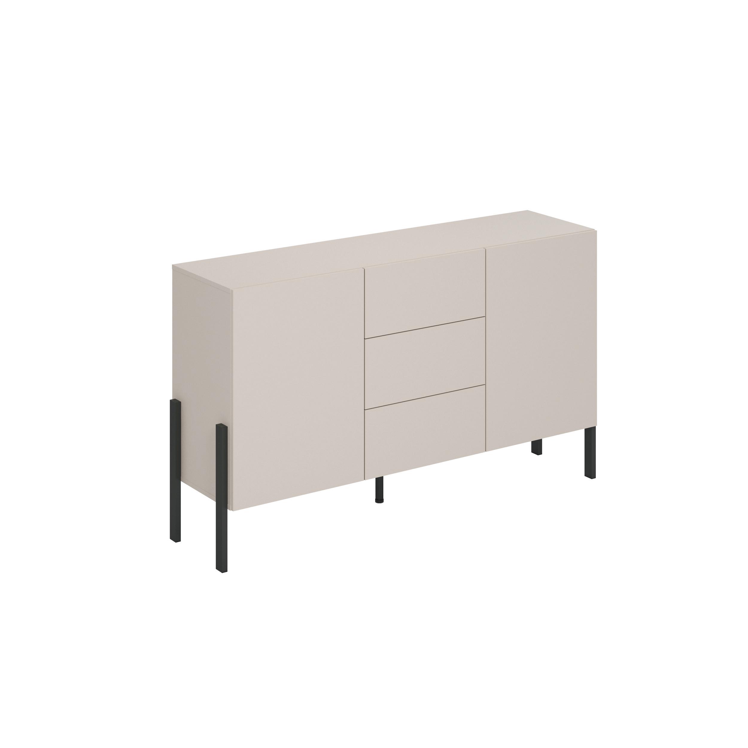Komód Jukon - kasmírszínű, Modern, faalapú anyag (154/90/40cm)