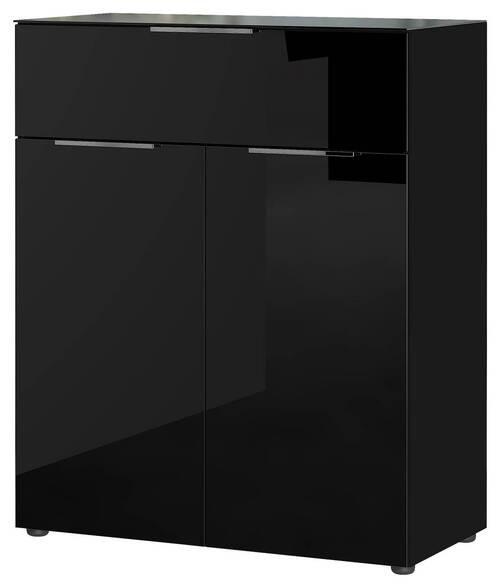 Kommode Oakland in Schwarz - Silberfarben/Schwarz, Modern, Glas/Holzwerkstoff (83/102/42cm) - Premium Living