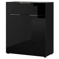Kommode Oakland in Schwarz - Silberfarben/Schwarz, MODERN, Glas/Holzwerkstoff (83/102/42cm) - Premium Living