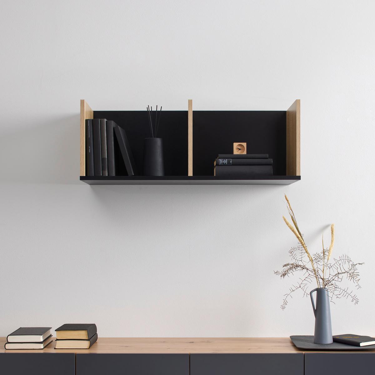 Wandregal Lori Natur/Schwarz MDF - Schwarz/Naturfarben, MODERN (80/29,5/29,5cm) - Bessagi Home