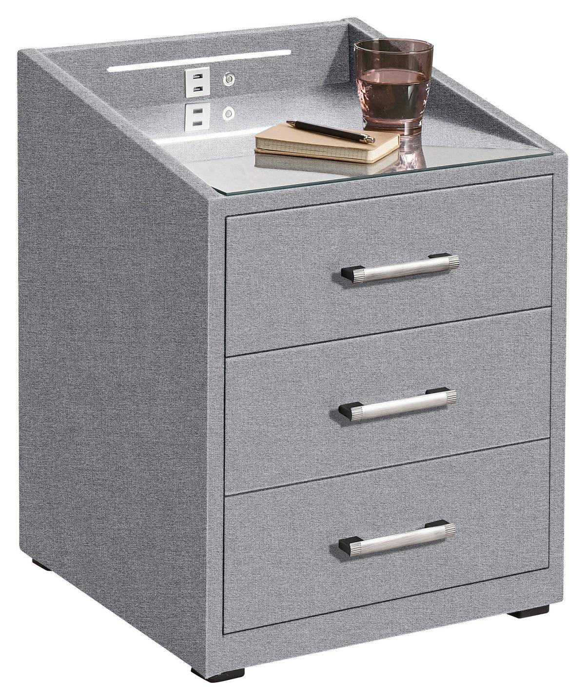 Nachtkästchen Moon ca. 47x61x46 cm Grau - Silberfarben/Grau, Basics, Holzwerkstoff/Kunststoff (47/61/46cm) - MID.YOU