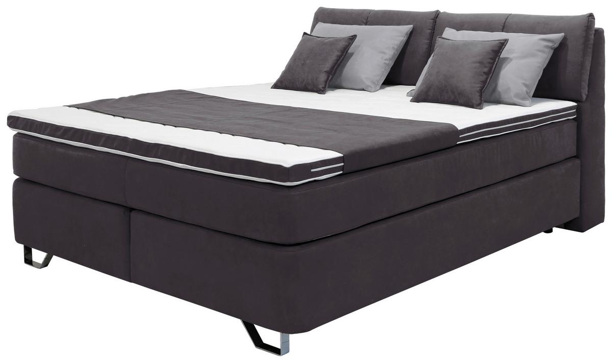 Boxspringbett Tabea Schwarz ca. 160x200cm - Schwarz/Alufarben, KONVENTIONELL, Karton/Naturmaterialien (160/200cm) - Mömax