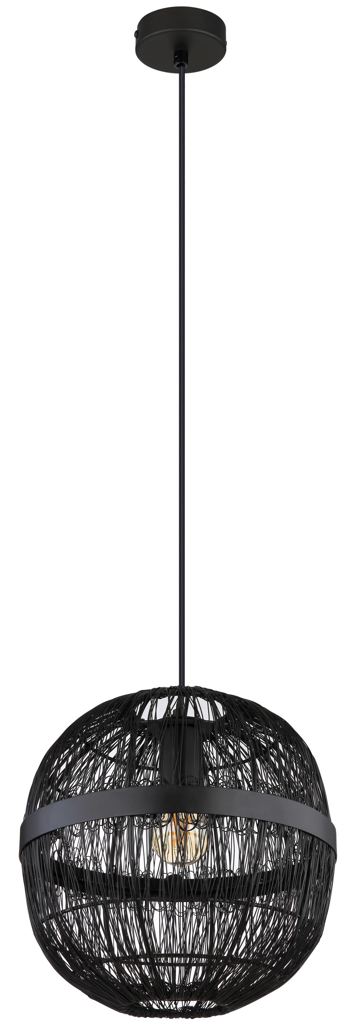 Hängeleuchte Hermi II max. 40 Watt - Schwarz, Basics, Metall (30/120cm) - Globo