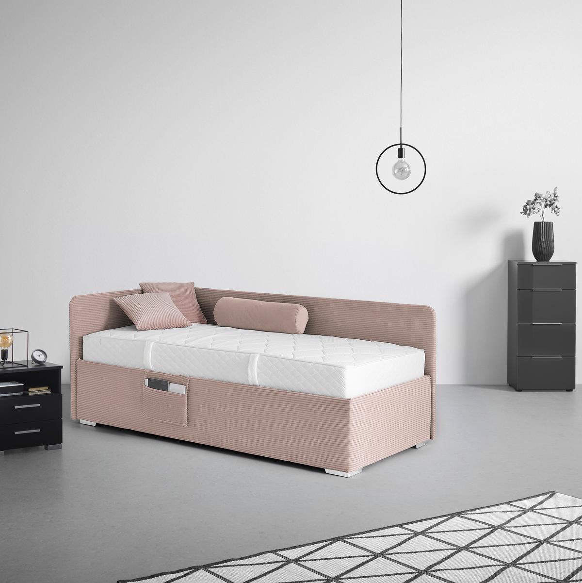 Bett Remi Pink ca. 90x200cm - Chromfarben/Pink, KONVENTIONELL, Holz/Kunststoff (90/200cm) - Mömax