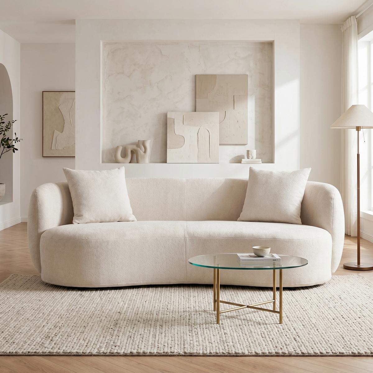 Velika Zofa Leonas, Bež, Polkrožna - črna/bež, Moderno, umetna masa/tekstil (235/72/110cm) - Premium Living