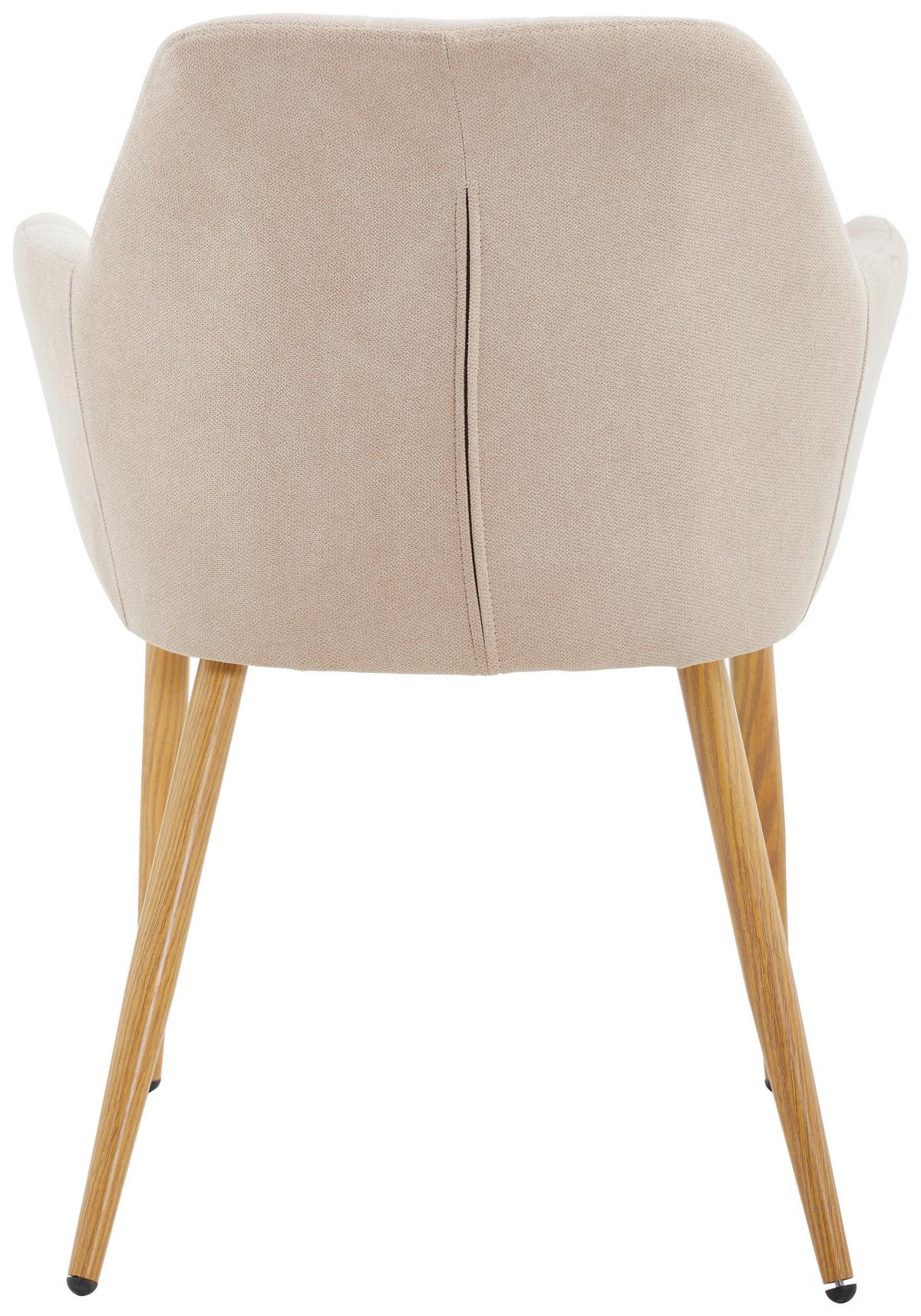 KRZESŁO Z PODŁOKIETNIKAMI DROPS - kolor dębowy/jasnobrązowy, Modern, metal/tkanina (57/82/60cm) - MID.YOU