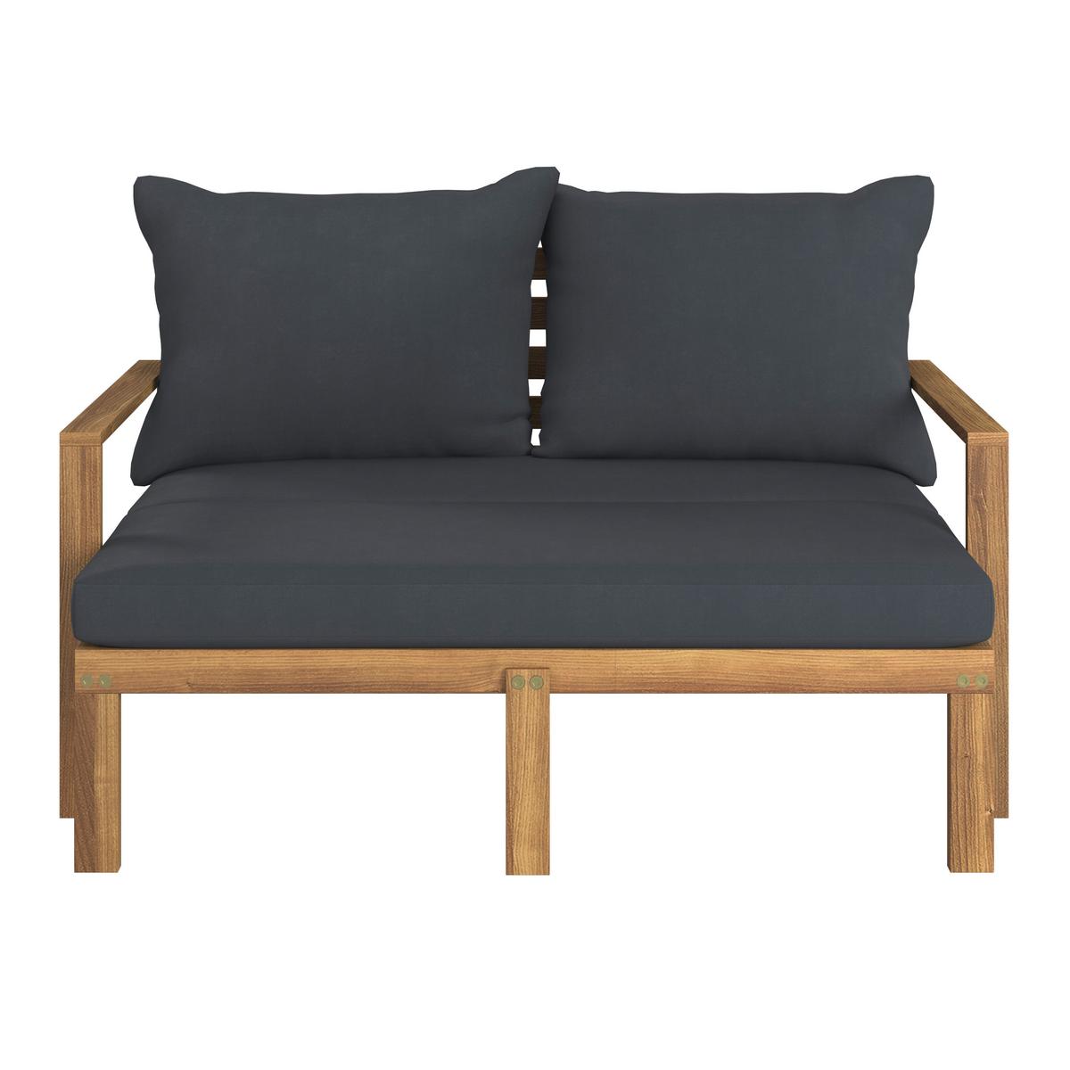 Sonneninsel Pia Dunkelgrau Akazie/Outdoorstoff - Dunkelgrau, MODERN, Holz/Textil (130/75/80-130cm) - Bessagi Garden