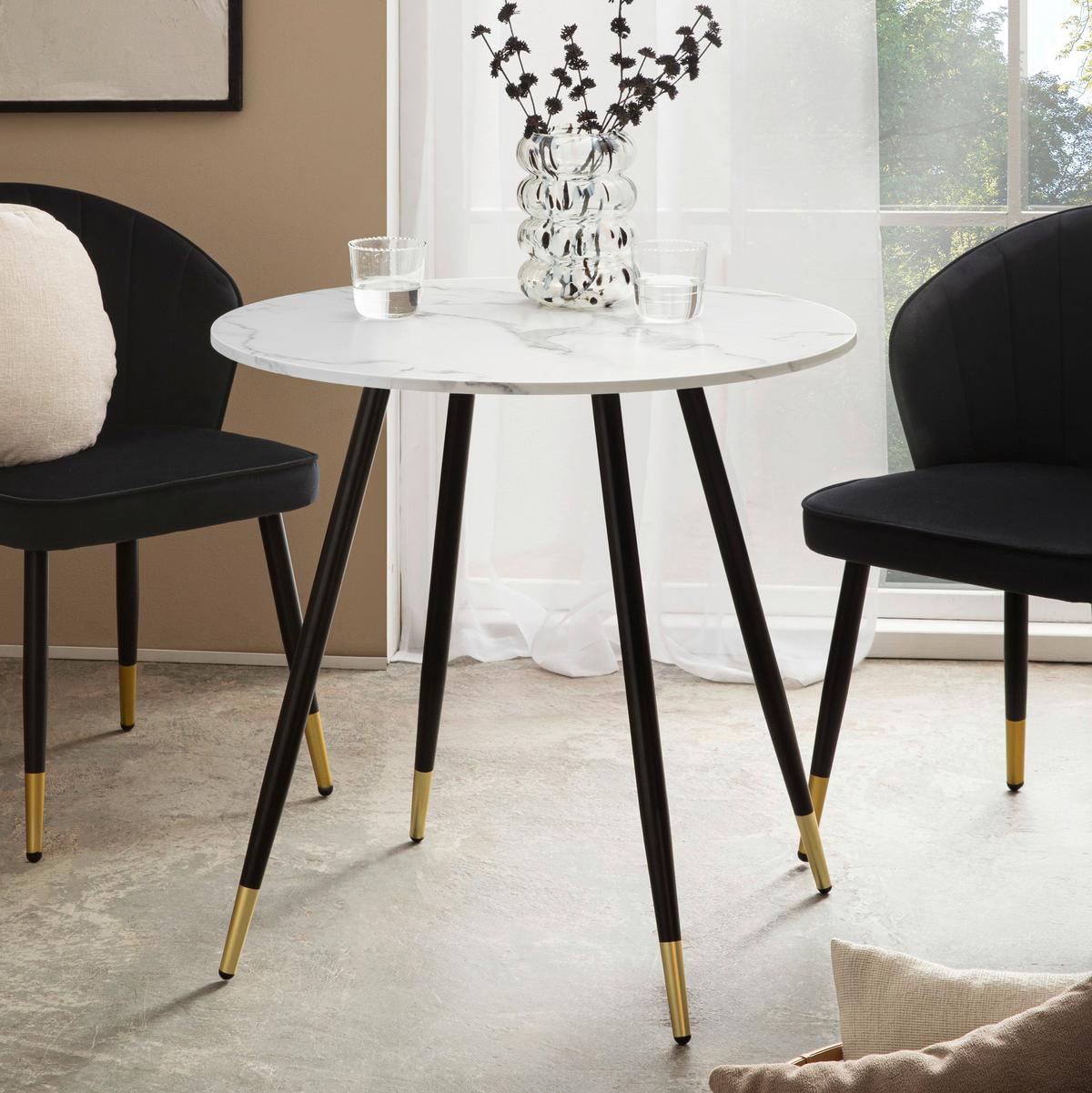 ESSTISCH WL6.976 - Weiss/Goldfarben, Design, Holzwerkstoff/Metall (75/75/76cm) - Livetastic