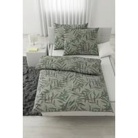Posteljnina Stitched Leaves, Zelena, 2x60/80, 200/200 - zelena/sivovijolična, tekstil (200/200cm) - Modern Living