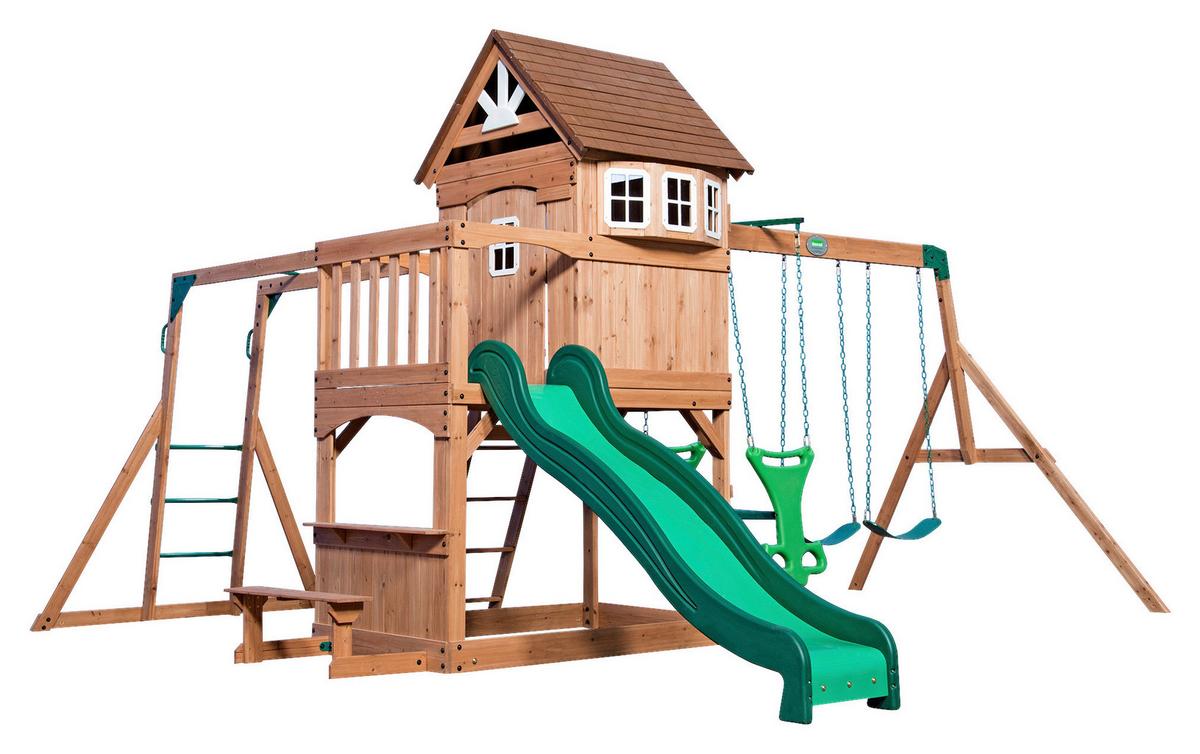 Spielturm Montpelier Braun/Grün - Braun/Grün, KONVENTIONELL, Holz (490/470/290cm) - Ambia Garden