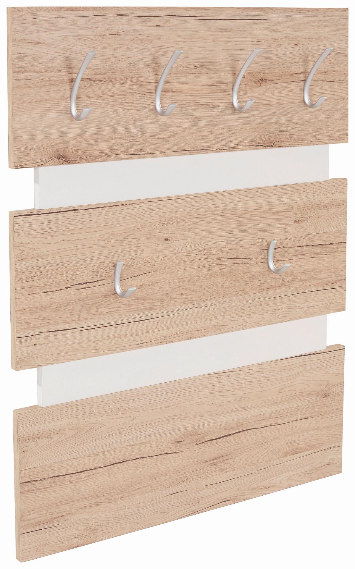 Panou cuier Moya - alb/culoare lemn stejar, Modern, plastic/material pe bază de lemn (70/99/2cm) - Modern Living