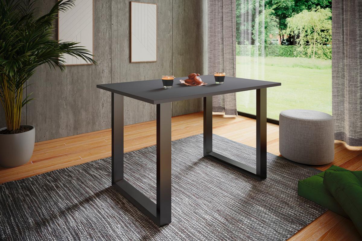 Jedilna Miza Xona, Antracit, Črna, 140x80cm - črna/antracit, Basics, kovina/leseni material (140/80/76cm) - MID.YOU