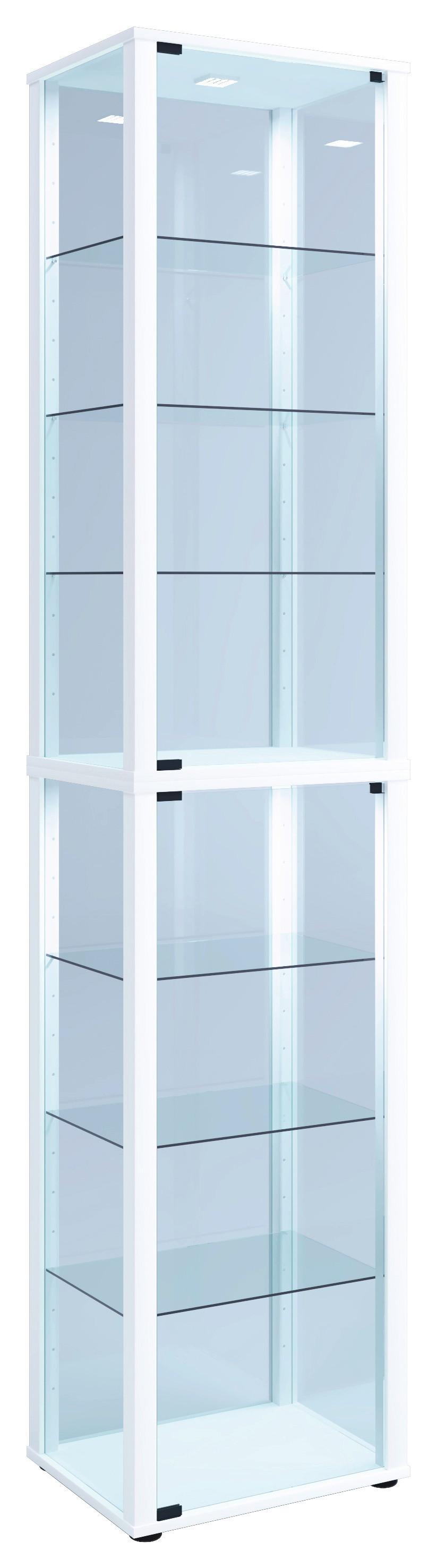 Vitrina Kavisa, Bela - črna/bela, Moderno, umetna masa/steklo (50/227/38cm) - MID.YOU