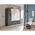 Drehtürenschrank Grau Hochglanz/Weiß - Edelstahlfarben/Weiß, MODERN, Holzwerkstoff/Metall (50/206/57cm) - PREMIUM LIVING
