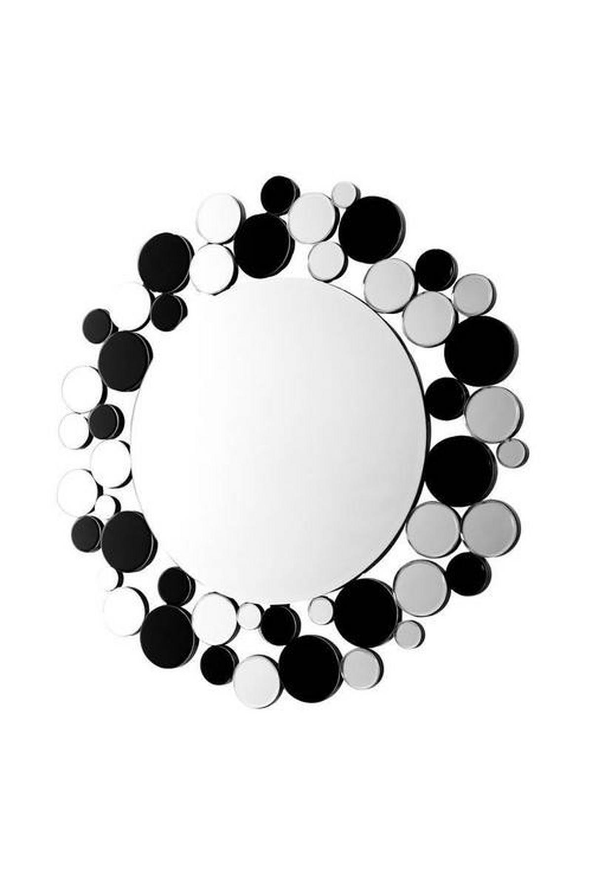 Wandspiegel Bubble Silber/Schwarz - Silberfarben/Schwarz, Basics, Glas/Metall (80/80/5cm) - Kayoom