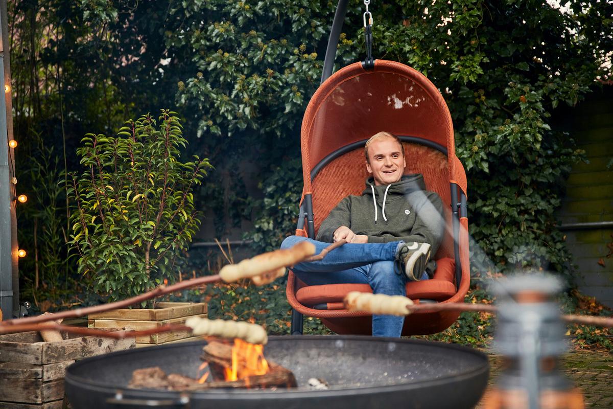 HÄNGESESSEL M90914 - Anthrazit/Rot, KONVENTIONELL, Kunststoff/Textil (123/195/106cm) - Siena Garden