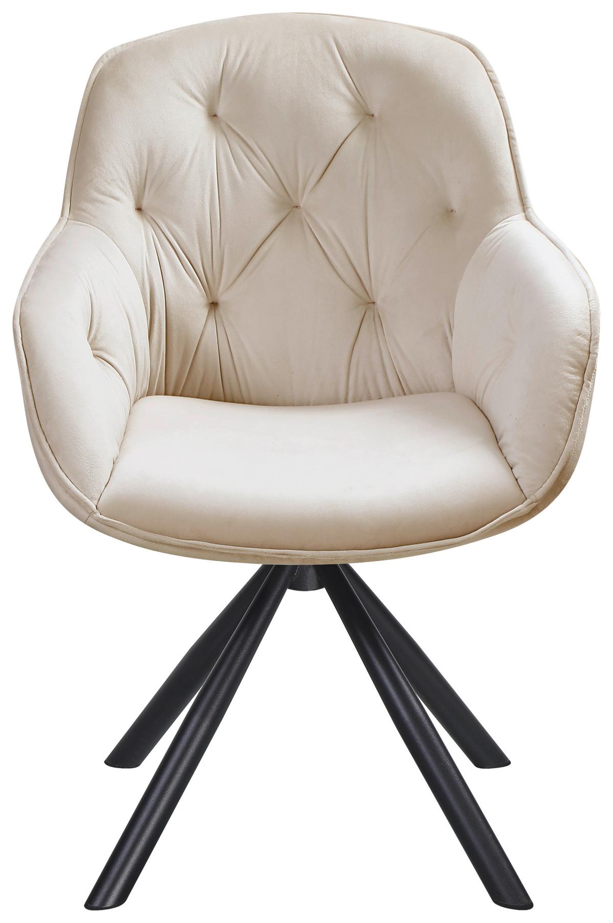 Naslanjač Silvi, Bež, Žamet, Vrtljiv - črna/bež, Konvencionalno, kovina/tekstil (62/85/62cm)