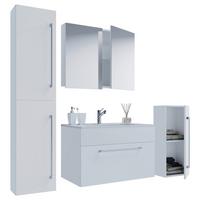 Kopalnica Badinos, Bela - bela/barve aluminija, Moderno, kovina/leseni material (126cm) - MID.YOU