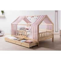 Hausbett KIM Naturfarben Altrosa ca.140x200cm Echtholz - Altrosa/Naturfarben, MODERN, Holz/Textil (140/200cm) - MID.YOU