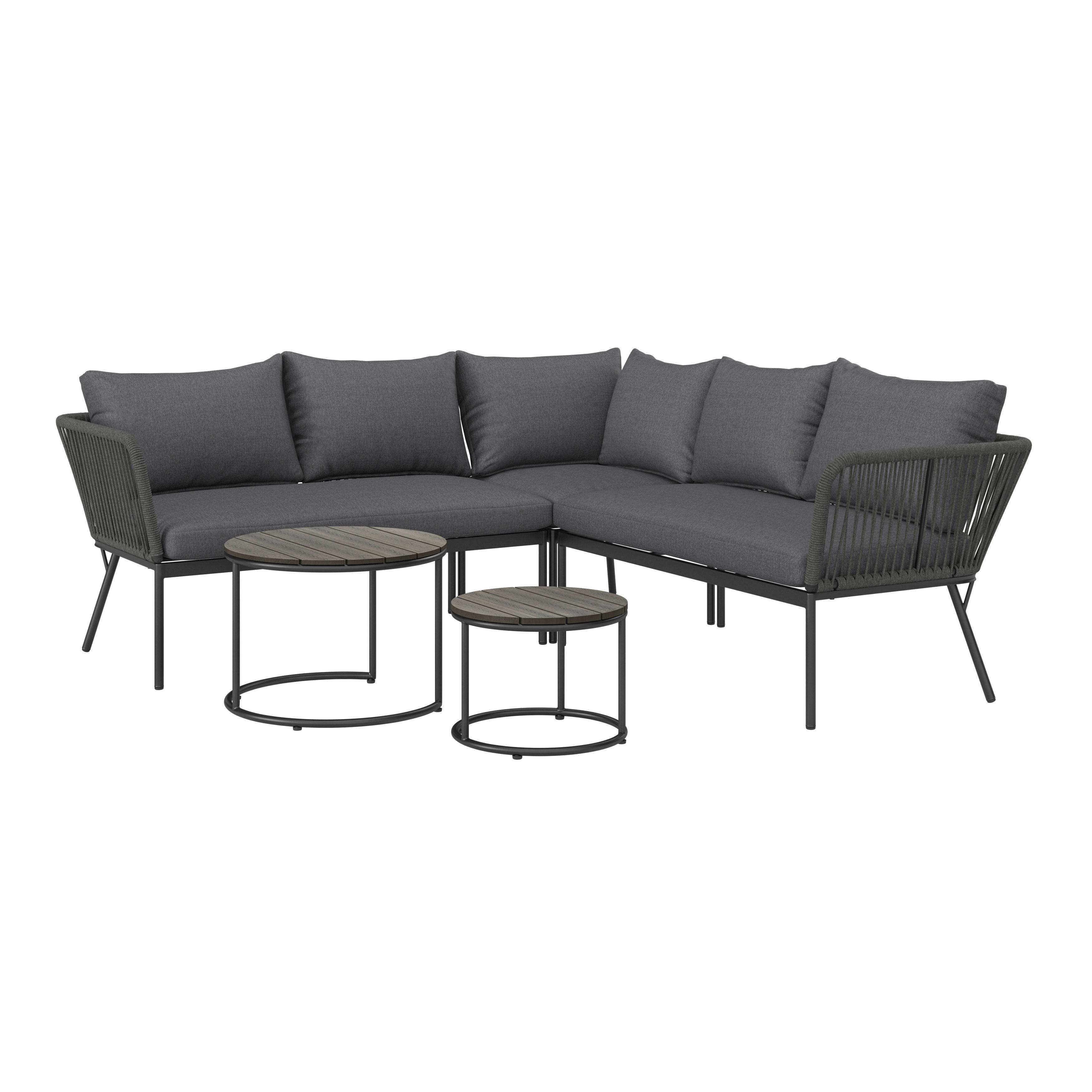 Loungegarnitur Cemi Anthrazit, 5-teilig - Anthrazit, MODERN, Kunststoff/Textil (210/72/210cm) - Mömax