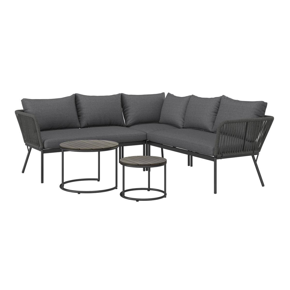 Loungegarnitur Cemi Anthrazit, 5-teilig - Anthrazit, MODERN, Kunststoff/Textil (210/72/210cm) - Mömax