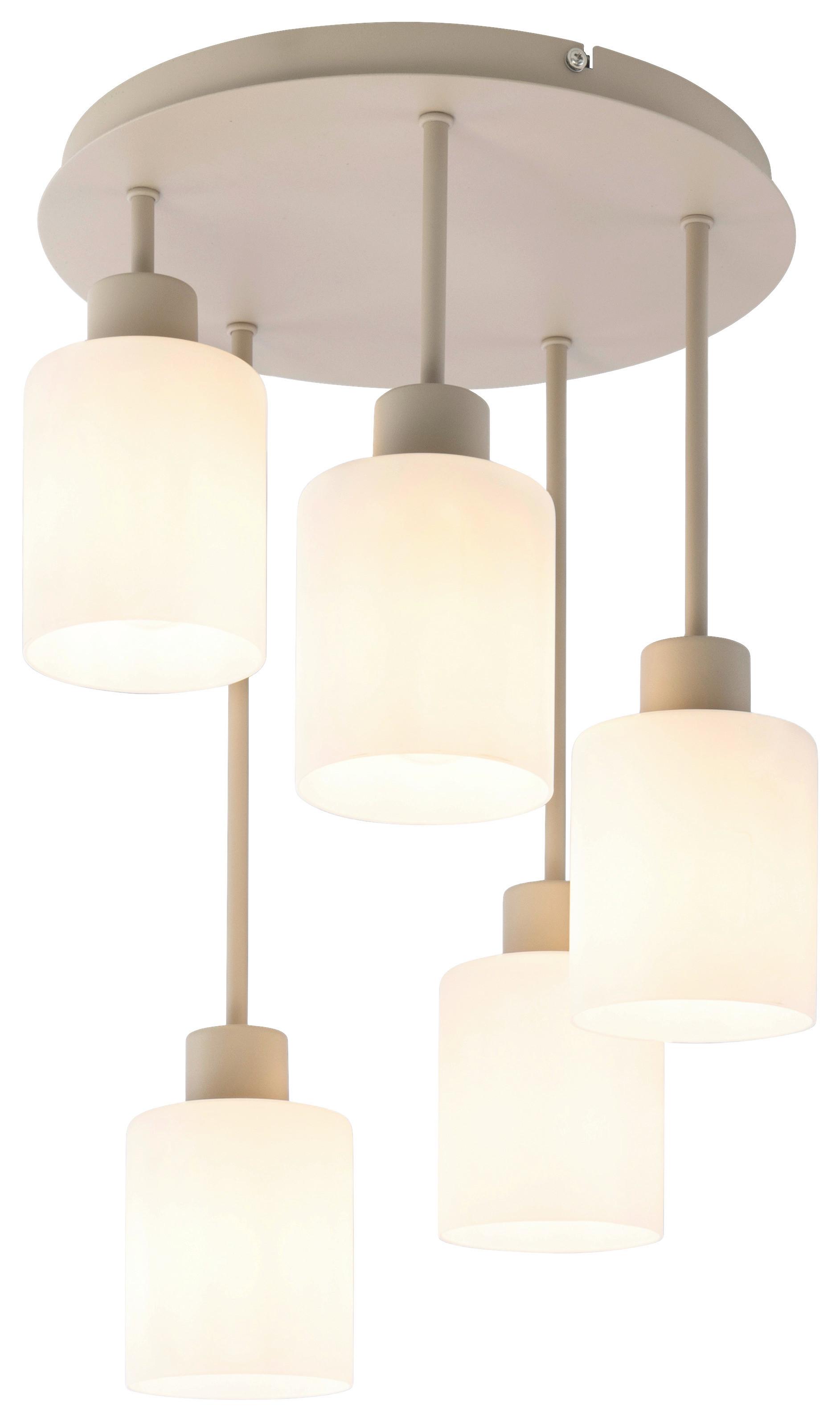 LAMPA WISZĄCA KINGA - biały/kolor piaskowy, Trend, metal/szkło (34/50cm) - Novel