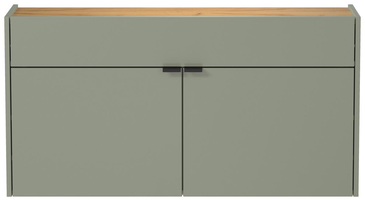 SZAFKA NA BUTY GW-AMECA - kolor dębowy/czarny, Design, materiał drewnopochodny/metal (110/57/22cm)