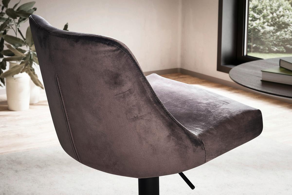 TABOURET DE BAR WL6.999 - gris/noir, Design, textile/métal (45/106/51cm) - MID.YOU