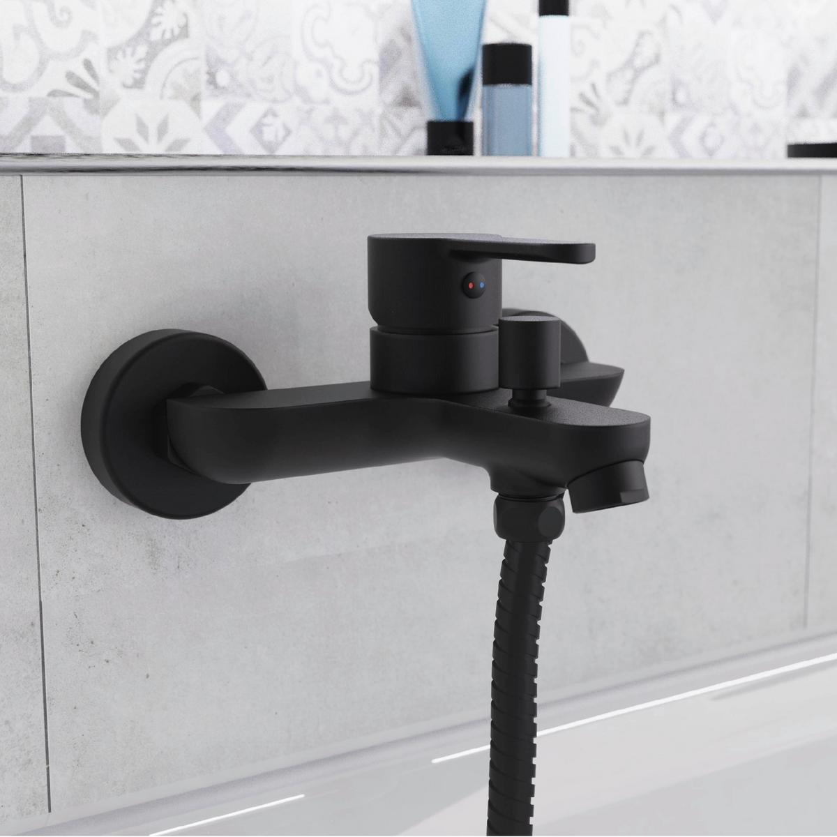 Baterie pentru duș/cadă DENVER - negru, Basics, metal (5,5/15,9/15,7cm) - Schütte