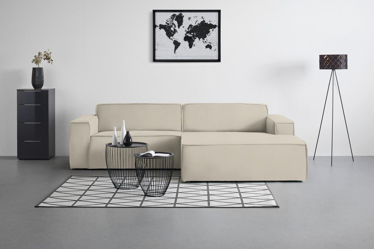 Wohnlandschaft Loft Beige - Beige/Schwarz, MODERN, Kunststoff/Textil (265/75/172cm) - Mömax