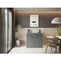 Küchenunterschrank Oliver Grau - Schwarz/Grau, Trend, Holzwerkstoff/Metall (100/90/60cm) - Respekta