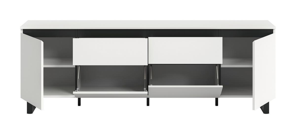 Nizka Omarica Tomasa, Bela, Črna - črna/bela, Design, kovina/leseni material (188/65/36cm) - Livetastic