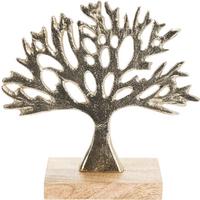 Dekor Fa Tree - aranyszínű, fa/fém (27,2/6/25,5cm)