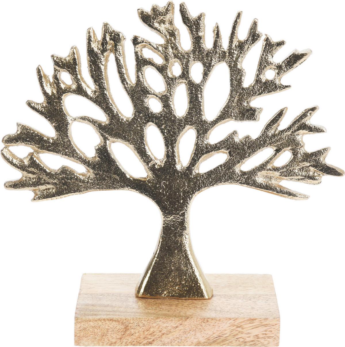 Dekor Fa Tree - aranyszínű, fa/fém (27,2/6/25,5cm)
