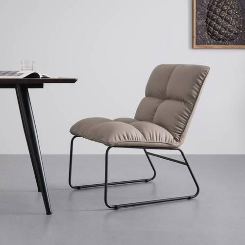 Relaxsessel Eleina Taupe Lederlook - Taupe/Schwarz, MODERN, Textil/Metall (71/82/70cm) - Bessagi Home