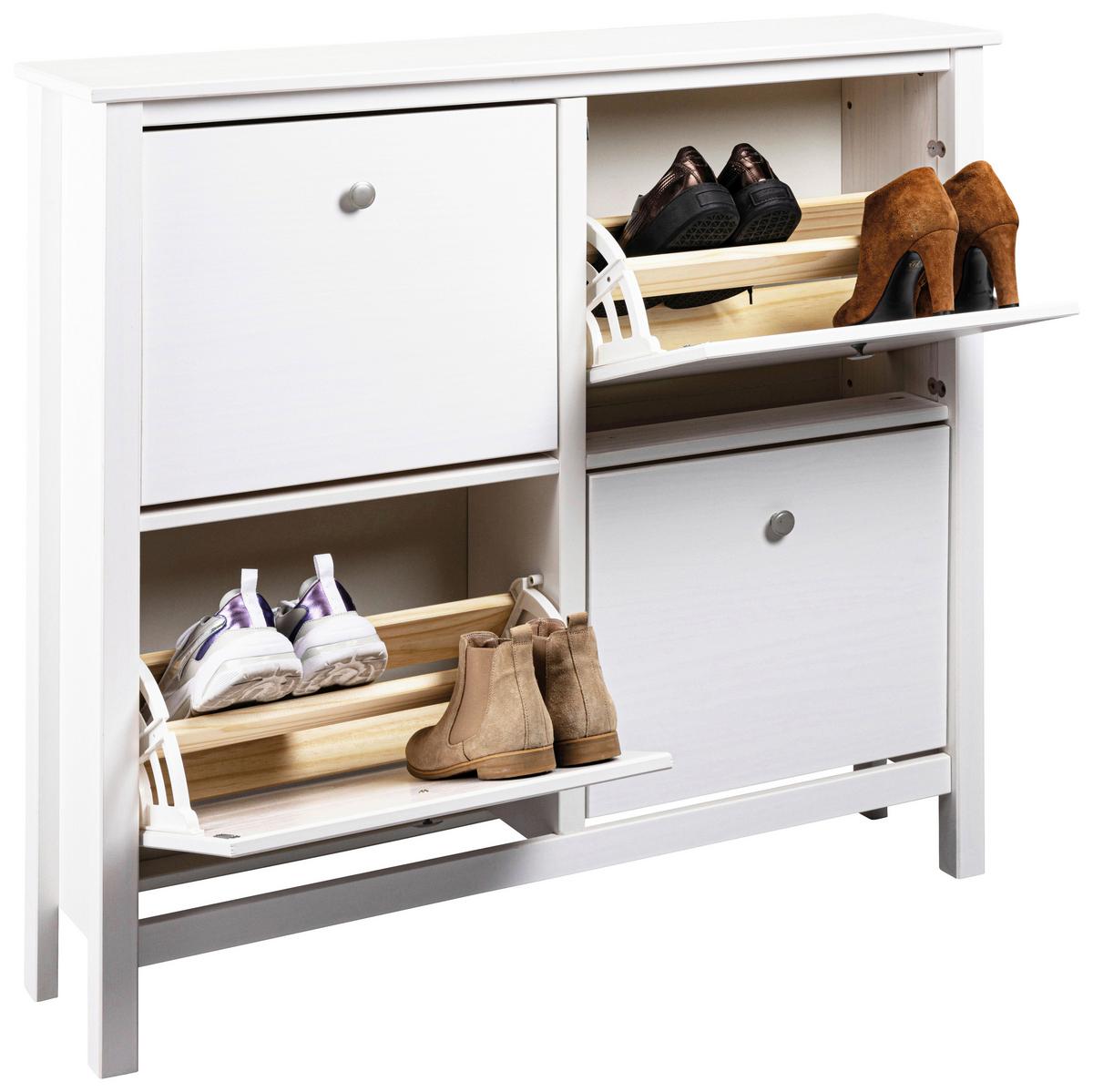 Schuhschrank Chilly Home ca.107x101x25cm Weiß - Silberfarben/Weiß, Design, Holz/Metall (107/101/25cm) - Livetastic