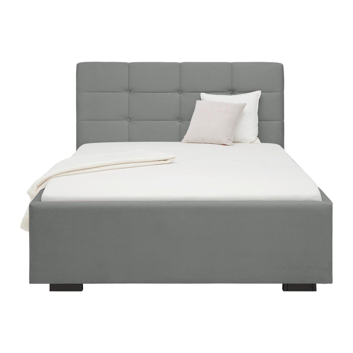 Oblazinjena Postelja Nelo, Siva, 140x200 - siva/črna, Konvencionalno, umetna masa/tekstil (140/200cm) - Mömax