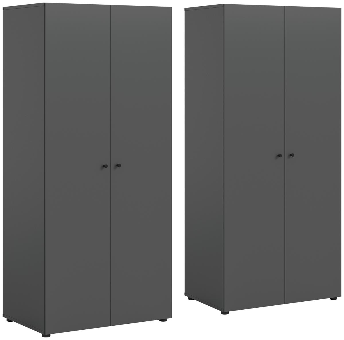 Drehtürenschrank DARWIN ca.160x176x51cm Anthrazit - Anthrazit/Schwarz, MODERN, Holzwerkstoff/Kunststoff (160/176cm) - MID.YOU