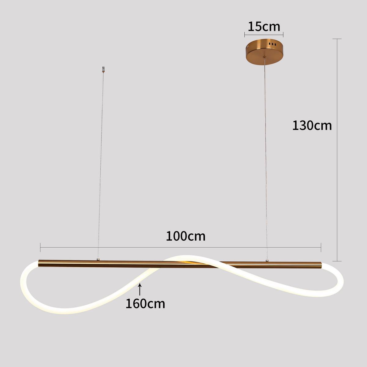 Led-hängeleuchte Lp-2345/1ps Meleca - Goldfarben, Design, Metall (160/15/130cm)